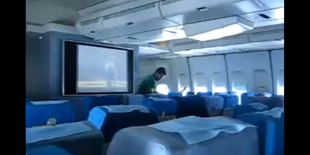 Image taken from a video of the inside of the cabin of Flight IR744 in May 2007.