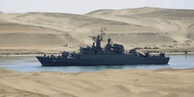 Feb. 22: The Iranian navy frigate IS Alvand passes through the Suez canal at Ismailia, Egypt.