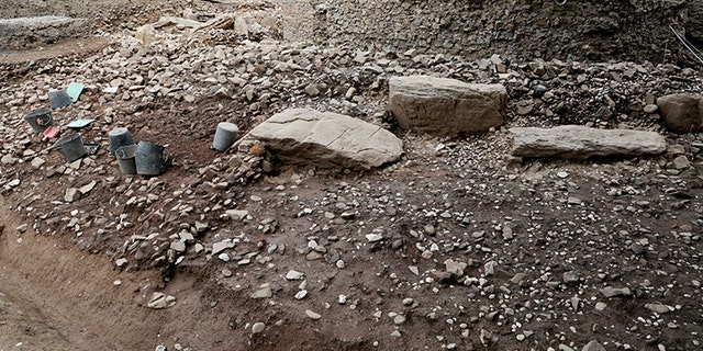 Kerbstones at the site.