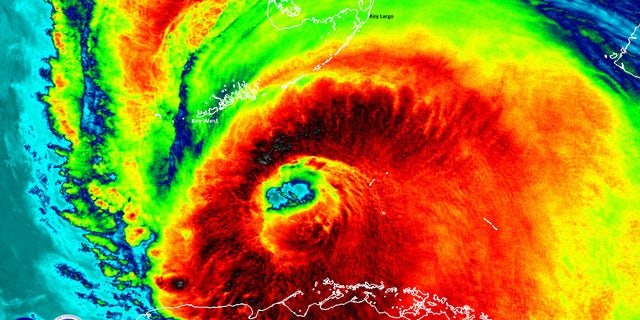 The Suomi NPP satellite captured this infrared image on Sunday (Sept. 10). Strong thunderstorms are visible around the well-defined eye of Irma. 