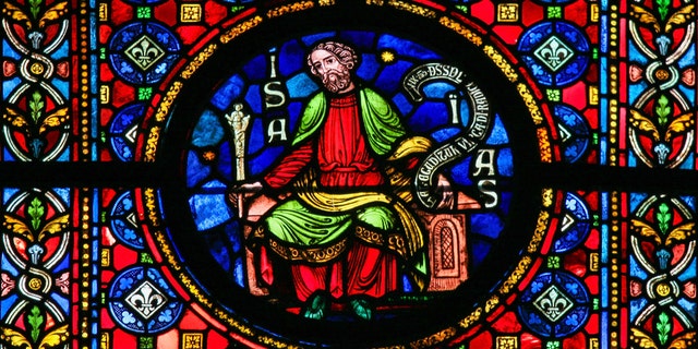 Stained glass window depicting the prophet Isaiah in the cathedral of Dinant, Belgium. (iStock)