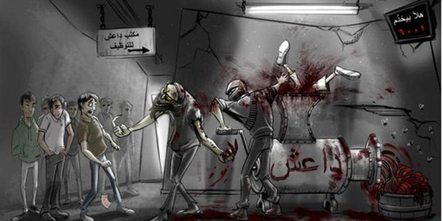 Leaflets with this image warning civilians of how ISIS treats them were dropped over Syria by the US government.
