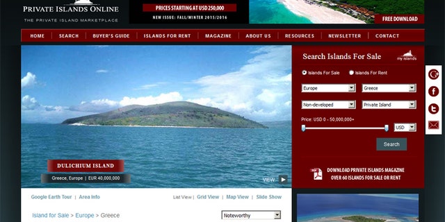 Dulichium Island is currently being sold for around $43 million. The 1,335-acre island has 4,000 olive trees, according to a real estate listing.