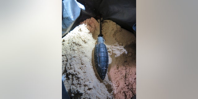 The live 90-year-old grenade found in a cupboard at Tel Aviv's Haganah Museum (Israel Police).