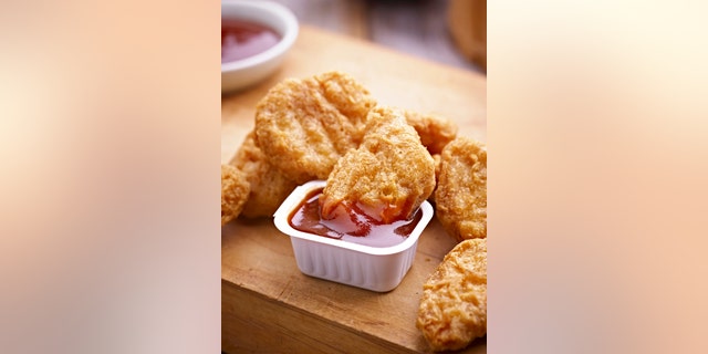 Chicken Nuggets with BBQ Sauce.Shot with Hasselblad and Phase One Digital Back.