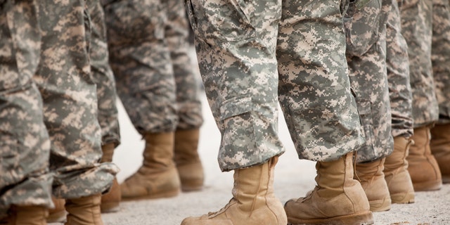 Troops in formation.