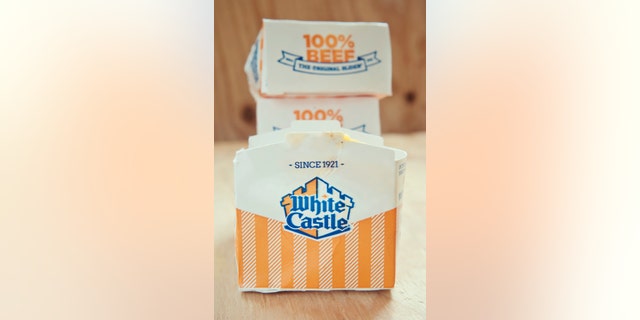 New York, New York, USA - June 19, 2013: Background of the empty boxes of White Castle burgers.