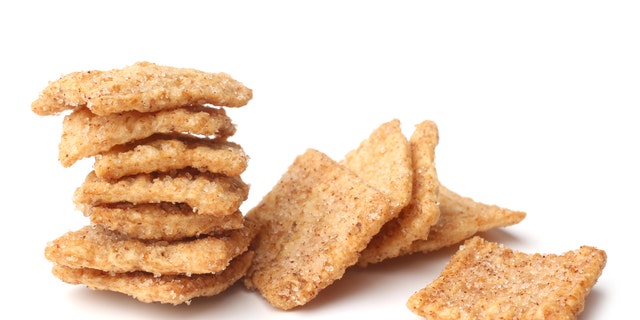 Cinnamon toast crunch on white background