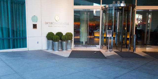 San Francisco, United States - July 1, 2016: Entryway to the Intercontinental Hotel in the South of Mission (SoMA) neighborhood of San Francisco, California
