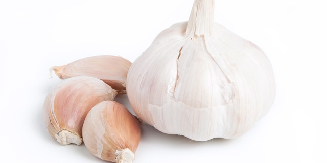 Garlic on white background