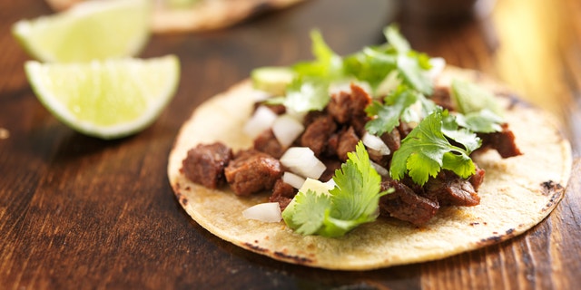 authentic mexican tacos with beef shot with selective focus.