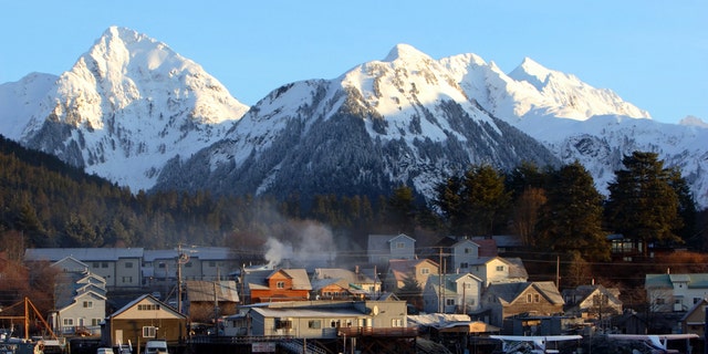 The city of Sitka, Alaska at dawn.