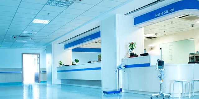 Empty nurses station in a hospital.