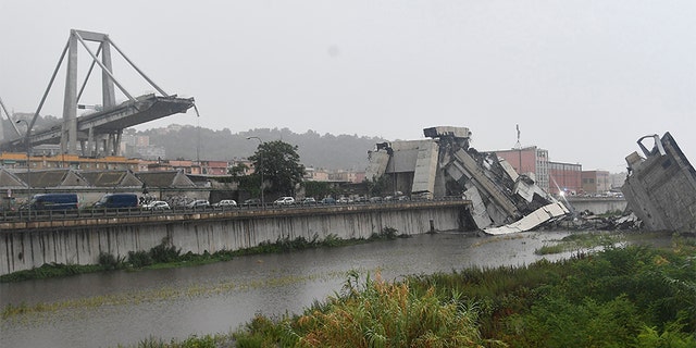 At least 30 cars and three heavy vehicles were on the portion of the bridge when it crumbled, Civil Protection authorities said.