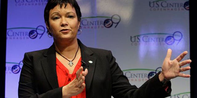 EPA Administrator Lisa Jackson gestures during a briefing in the U.S. center at the Climate Conference in Copenhagen Dec. 9. (AP Photo)