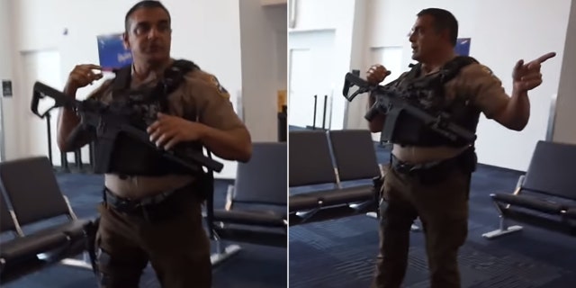 In Jackson's vlog post, an armed officer with the Miami-Dade Police can be seen asking the family to wait outside.