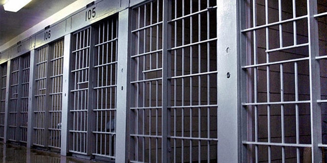 Prison bars are shown.