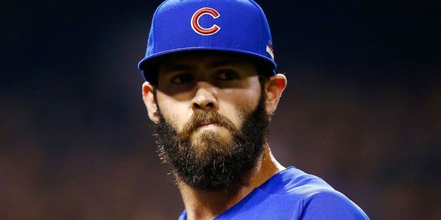 PITTSBURGH, PA - OCTOBER 07: Jake Arrieta #49 of the Chicago Cubs looks on in the third inning during the National League Wild Card game against the Pittsburgh Pirates at PNC Park on October 7, 2015 in Pittsburgh, Pennsylvania. (Photo by Jared Wickerham/Getty Images)
