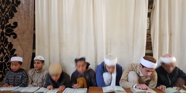 Students at Maulana Mohammad Abdul Aziz's seminary.