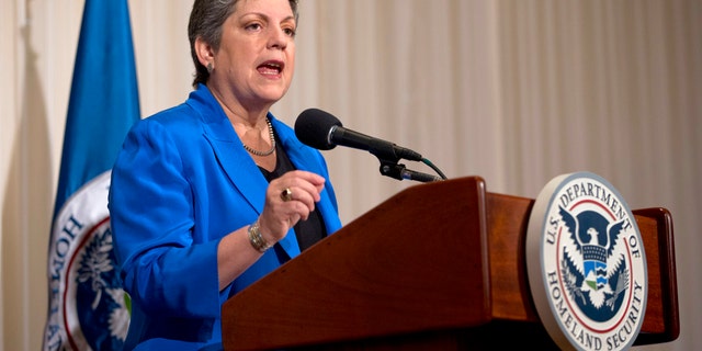 Aug. 27, 2013: Homeland Security Secretary Janet Napolitano gives her farewell address at the National Press Club in Washington.