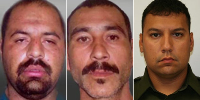 Gustavo Tijerina-Sandoval, left, has been found guilty in the 2014 murder of Border Patrol Agent Javier Vega Jr. His accomplice, Ismael Hernandez-Vallejo, center, has yet to go to trial on the same charges.