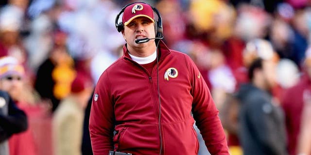 LANDOVER, MD - DECEMBER 07: Head coach Jay Gruden of the Washington Redskins looks on during the first half of a game against the St. Louis Rams at FedExField on December 7, 2014 in Landover, Maryland. (Photo by Patrick Smith/Getty Images)