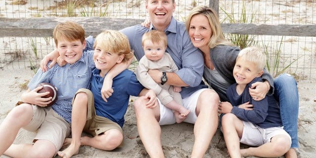 Jeannie Cunnion with her husband and their four sons.