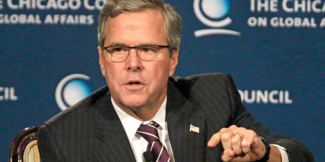 Former Florida Gov. Jeb. Bush at the Chicago Council on Global Affairs, Wednesday, Feb. 18, 2015, in Chicago.
