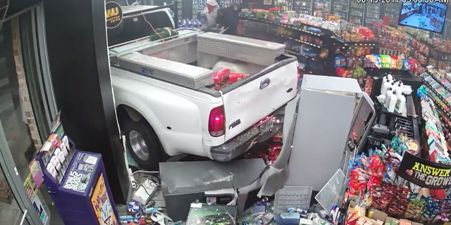 Burglars rammed the truck into the Louisiana convenience store and stole the ATM. (Jefferson Parish Sheriff's Office)
