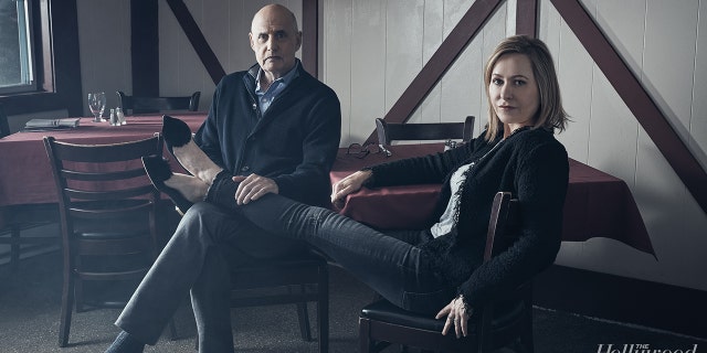 Jeffrey Tambor and his wife Kasia Ostlun pose for a photo for The Hollywood Reporter.