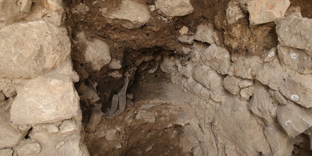 The structure in which shattered jugs were found, attesting to the destruction. (Picture: Eliyahu Yanai, Courtesy of the City of David Archive)