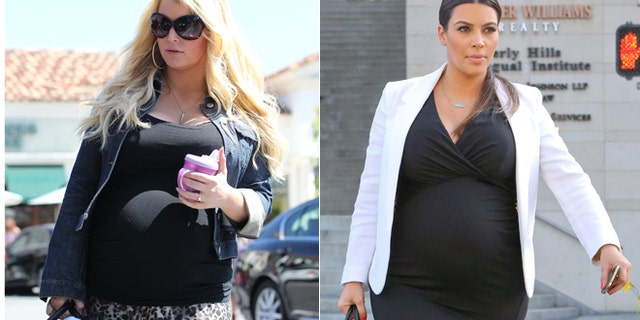 Jessica Simpson, left, and Kim Kardashian, right.