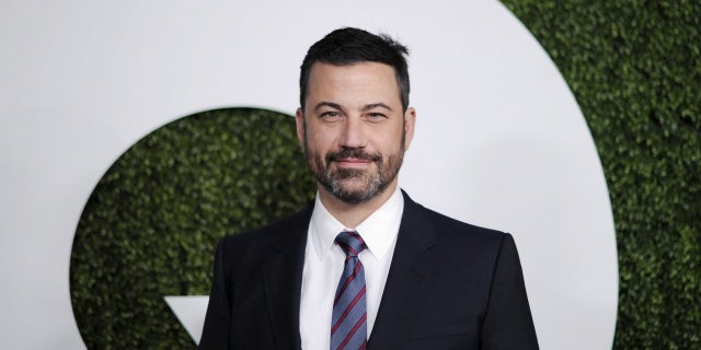 Jimmy Kimmel was targeted by a conservative artist with a traffic sign on Sunset Boulevard.