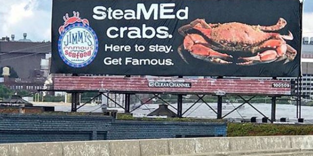Jimmy's Famous Seafood has targeted PETA in its newest billboard.
