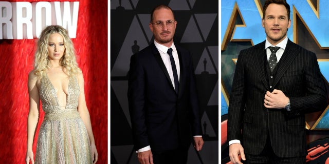 Jennifer Lawrence said she still loves her ex-boyfriend Darren Aronofsky (center) and addressed Chris Pratt cheating rumors.
