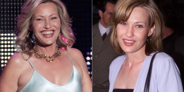 Joey Lauren Adams at the CMT Awards Wednesday, left, and in 2000.