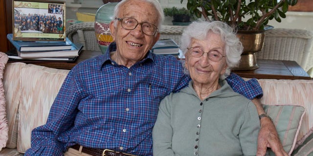 Nov. 20, 2013: John Betar, 102, and his wife Ann, 98, are seen at their home in Fairfield, Conn. The couple who eloped in 1932 and will be celebrating their 81st wedding anniversary on Nov. 25, recently received the longest-marriage award from the Worldwide Marriage Encounter.