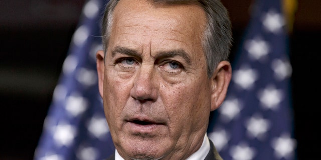 Sept. 11, 2014: House Speaker John Boehner of Ohio speaks during a news conference on Capitol Hill in Washington. Boehner is telling Iraq's prime minister that the House will ensure that the new government has all the U.S. support that it needs to combat Islamic militants.