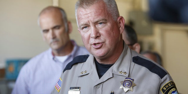 Douglas County Sheriff John Hanlin speaks to reporters after a mass shooting at Umpqua Community College in Roseburg, Ore., on Oct. 1, 2015.