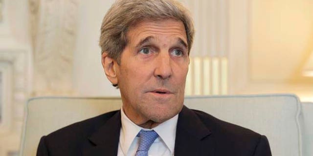 July 15, 2015: Secretary of State John Kerry talks to reporters during a meeting at the State Department in Washington. (AP Photo/Luis M. Alvarez)