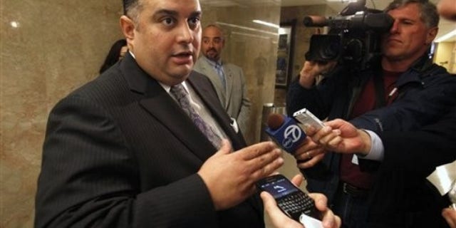 Assembly Speaker John Perez, D-Los Angeles, talks with reporters as he leaves a meeting with Gov. Jerry Brown and Senate President Pro Tem Darrell Steinberg, D-Sacramento, to discuss the state budget at Capitol in Sacramento, Calif. , Monday March 21, 2011. (AP)