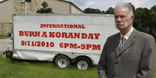 Aug. 30, 2010: Rev. Terry Jones, seen here at the Dove World Outreach Center in Gainesville, Fla., says he plans to burn copies of the Koran to mark the Sept. 11, 2001, terrorist attacks despite the potential security threat it will create for U.S. forces in Afghanistan. (AP)