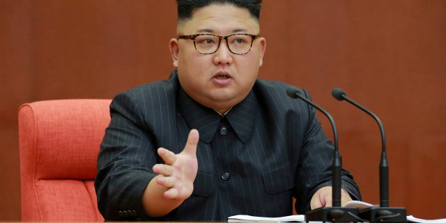 The flags have been tied to Kim Ung-u, an ancestor of North Korean leader Kim Jong Un (pictured).