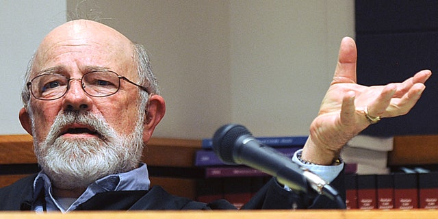 In this undated file photo, District Judge G. Todd Baugh presides at a hearing in Great Falls, Mont.