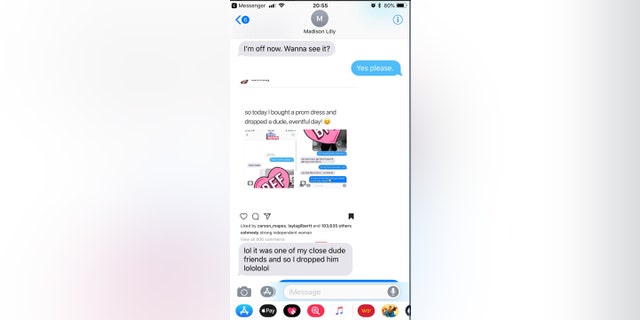 It also appears by the screenshots that Witham sent Champion a photo of the initial conversation she had with the mystery boy, saying “It was one of my close dude friends and so I dropped him lolololol.”