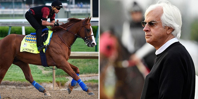 Kentucky Derby entrant Justify trains at Churchill Downs. His trainer Bob Baffert has won the Derby four times.