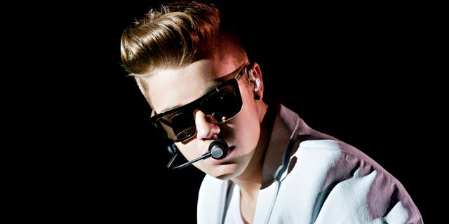 April 26, 2013.Canadian singer Justin Bieber performs on stage during the "I Believe Tour" in Helsinki.