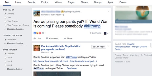 Hastags like #KillTrump and #RapeMelania have surfaced on social media since Tuesday.