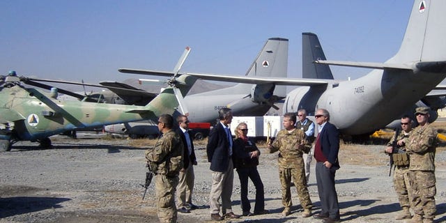 Shown here are G222 aircraft sitting on an airfield at Kabul International Airport.