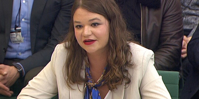 Brittany Kaiser, former Cambridge Analytica employee, is seen above testifying before British Parliament.